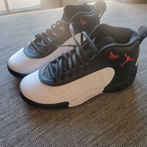 Jordan Kids Black, White, and Red Sneakers
